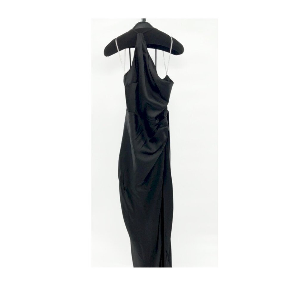 Lulus Signature Elegance Black Satin One-Shoulder Maxi Dress Size Large New NWT - Picture 4 of 13